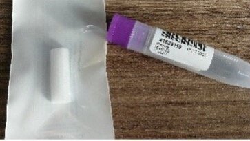 A tube to gather a spit sample in.