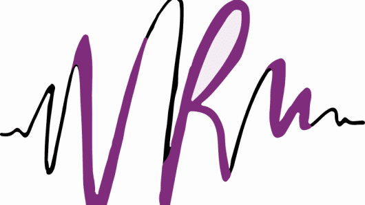 The letters V R U shaped to resemble an audio wave