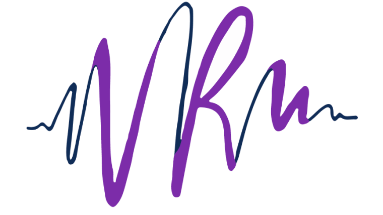 The letters V R U shaped to resemble an audio wave