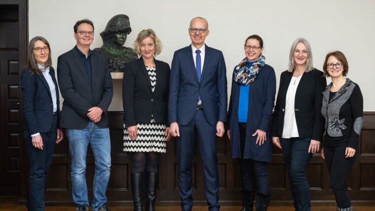 v.l.n.r.: Simone Radzio, Markus Ganter, apl. Prof. Karina Weichold, Prof. Dr. Frank Daumann, Prof. Dr. Kathrin Leuze, Simone Burchardt, Dr. Annika Blichmann